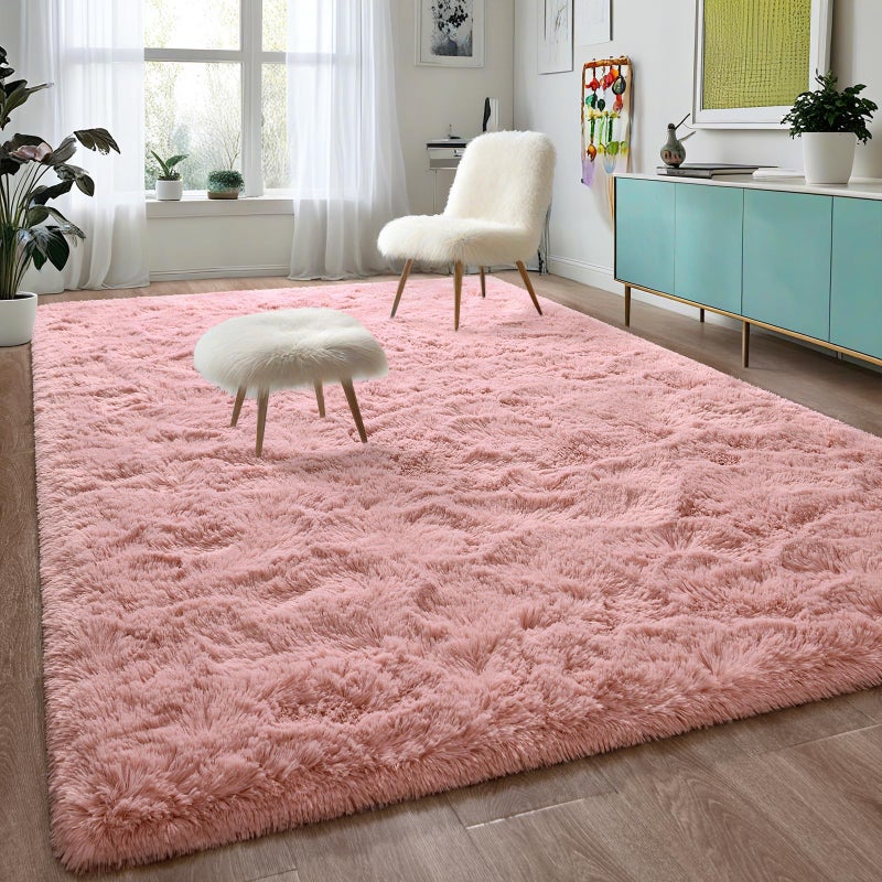 Dweike Super Super Super Shaggy Rugs Carpets Fluffy Carpets 3x5 Ft Pink Earn - Image 4