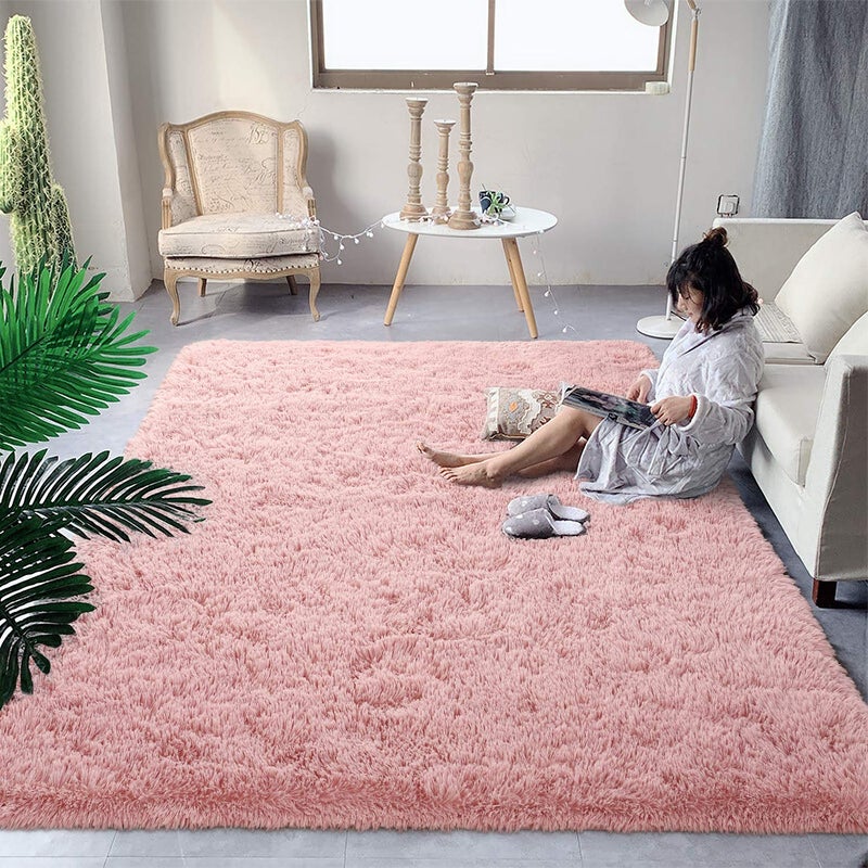 Dweike Super Super Super Shaggy Rugs Carpets Fluffy Carpets 3x5 Ft Pink Earn - Image 1