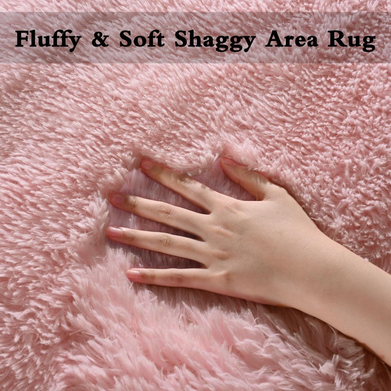 Dweike Super Super Super Shaggy Rugs Carpets Fluffy Carpets 3x5 Ft Pink Earn - Image 3
