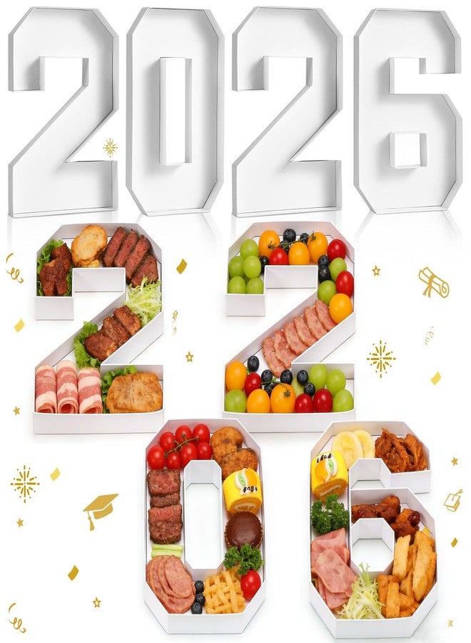 LAIAMER 2026 Charcuterie Number Fillable Boxes 10" Graduation Cardboard Number Charcuterie Board Box Fillable Tray Numbers for Chocolate Candy Snack Grad Party Supplies - Image 1