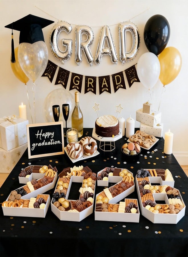 LAIAMER 2026 Charcuterie Number Fillable Boxes 10" Graduation Cardboard Number Charcuterie Board Box Fillable Tray Numbers for Chocolate Candy Snack Grad Party Supplies - Image 4