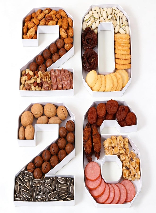 LAIAMER 2026 Charcuterie Number Fillable Boxes 10" Graduation Cardboard Number Charcuterie Board Box Fillable Tray Numbers for Chocolate Candy Snack Grad Party Supplies - Image 3