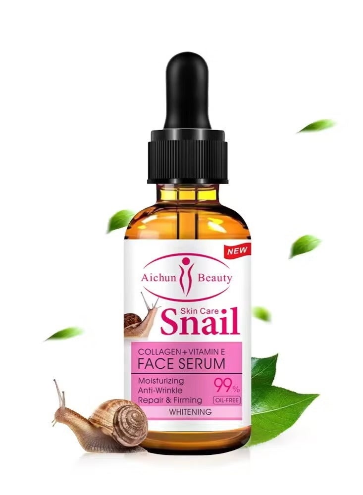 Aichun Beauty Snail Face Serum with Collagen & Vitamin E, Moisturizing & Anti-Wrinkle, 30ml - Image 1