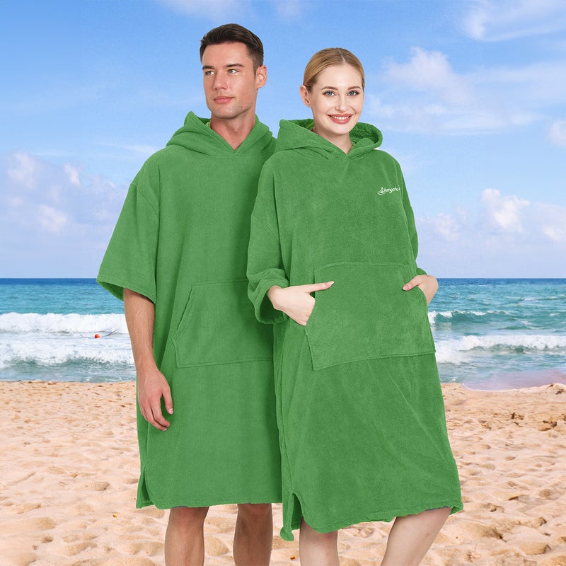 Solid Color Beach Towel Plus Large Wearable Bath Towel Bathroom Outdoor High And Low Wool Hooded Bath Towel Bathrobe - Image 1