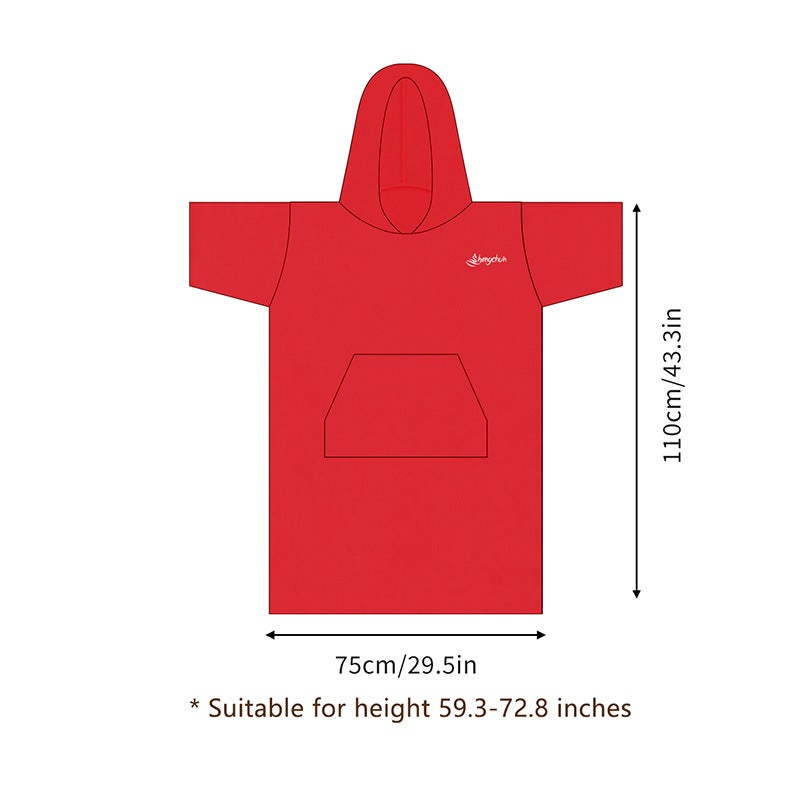 Solid Color Beach Towel Plus Large Wearable Bath Towel Bathroom Outdoor High And Low Wool Hooded Bath Towel Bathrobe - Image 4