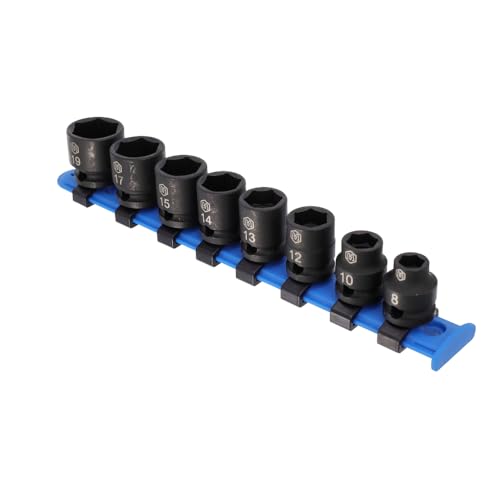 MichaelPro 38 Inch Low Profile Impact Socket Set 8Piece Low Profile Socket Set CRMO with Socket Rail MP005045