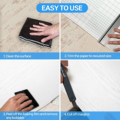 Seonta Wood Peel & Stick Wallpaper - 16"x198" White Wood Grain Contact Paper, Self-Adhesive Wallpaper for Furniture, Cabinet, Countertop, Shelf - Image 5