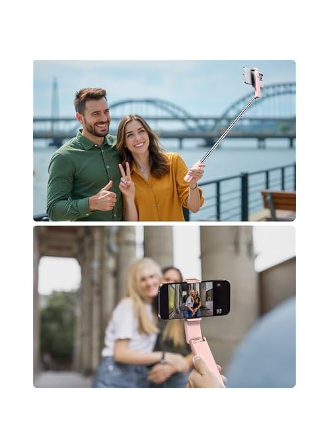 Lightweight Extendable Stainless Steel Selfie Stick with Wireless Remote for iPhone/Android - Pink  - Image 2