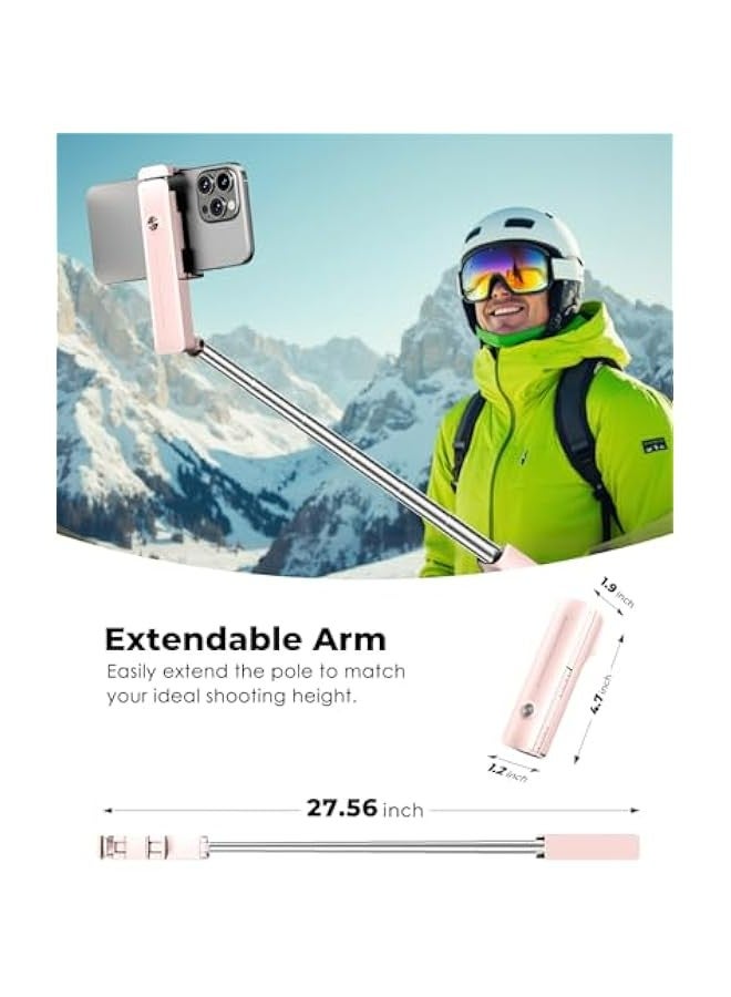 Lightweight Extendable Stainless Steel Selfie Stick with Wireless Remote for iPhone/Android - Pink  - Image 3