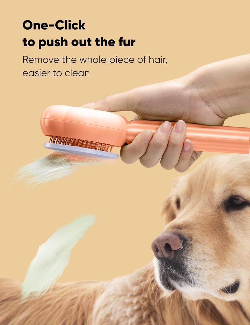VAYINATO® Sunflower Shaped One Click Pet Hair Removal and Massaging Stainless Steel Brush Comb With Skin Safe Tip For Both Dogs and Cat Grooming, Self Cleaning Pet Hair Shedding Tool (Orange) - Image 2