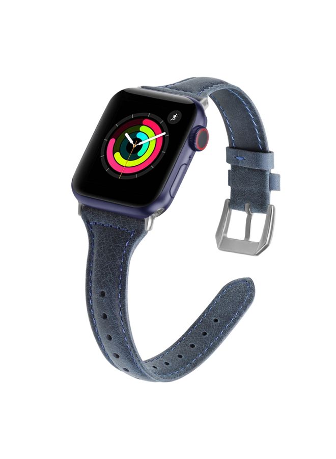 Replacement Strap Genuine Leather Watch Band For Apple Watch Ultra 49mmWatch Ultra 2 49mm / Series 987 45mm / SE 3SE 26SE54 44mm / 321 42mm Cyanine Wax Leather