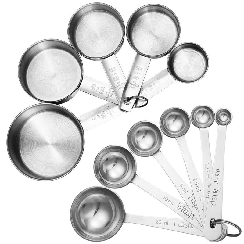 Accmor 11 Piece Stainless Steel Measuring Spoons Cups Set, Premium Stackable Tablespoons Measuring Set for Gift Dry Liquid Ingredients Cooking Baking - Image 1
