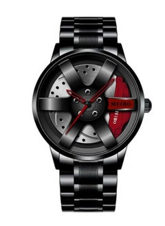 Car Wheel Watch Stainless Steel Watch with Quartz Movement Waterproof Sports Wrist Watch with Rim Hub Design for Men/Car Enthusiasts