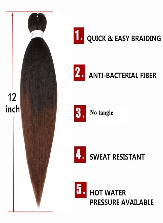 ShowCoco Pre-stretched Braiding Hair Extension Professional Braiding hair 12 Inch 8 Packs Hair Extensions For Braids Ombre Natural Black To Brown (12Inch,#1B/30) - Image 2