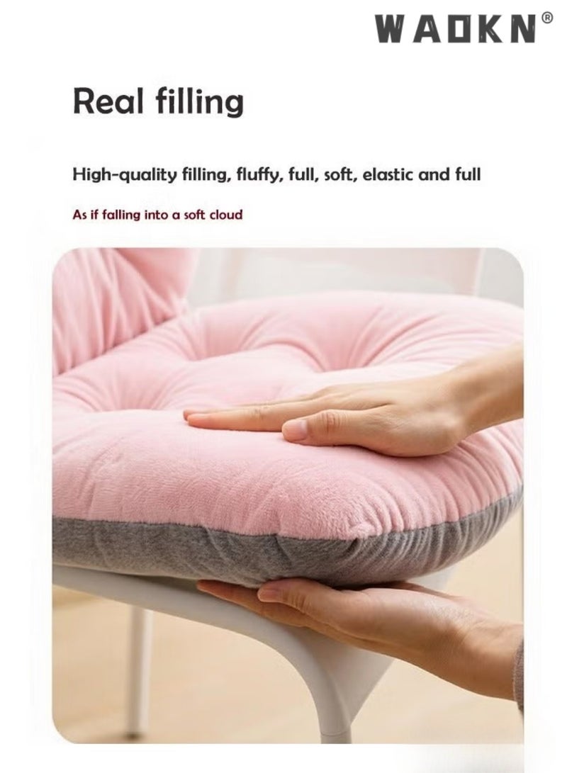 WAOKN "Integrated Waist Support Chair Cushion with Backrest,Integrated Seat & Back Crystal Velvet Chair Cushion, Thick PP Cotton Filled  Seat Pad, Double Non-Slip Fixing Straps,Machine Washable,High Elastic Filling Anti-Deform Chair Mat, Soft Comfort Cushion for Office, Dorm, Home, Car & Patio, pink 45*85*10cm
" - Image 2