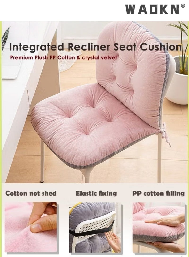 WAOKN "Integrated Waist Support Chair Cushion with Backrest,Integrated Seat & Back Crystal Velvet Chair Cushion, Thick PP Cotton Filled  Seat Pad, Double Non-Slip Fixing Straps,Machine Washable,High Elastic Filling Anti-Deform Chair Mat, Soft Comfort Cushion for Office, Dorm, Home, Car & Patio, pink 45*85*10cm
" - Image 5
