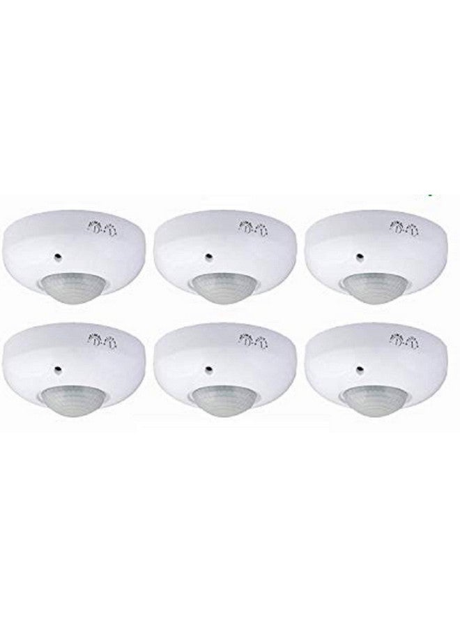 Quick Sense 360 Degree Plastic Ceiling PIR Motion Sensor Switch with LUX Sensor (White, 220V) - 6 Pieces Pack | Adjustable Time Delay | Smart Infrared Motion Detection for Automatic Lighting Control - Image 1