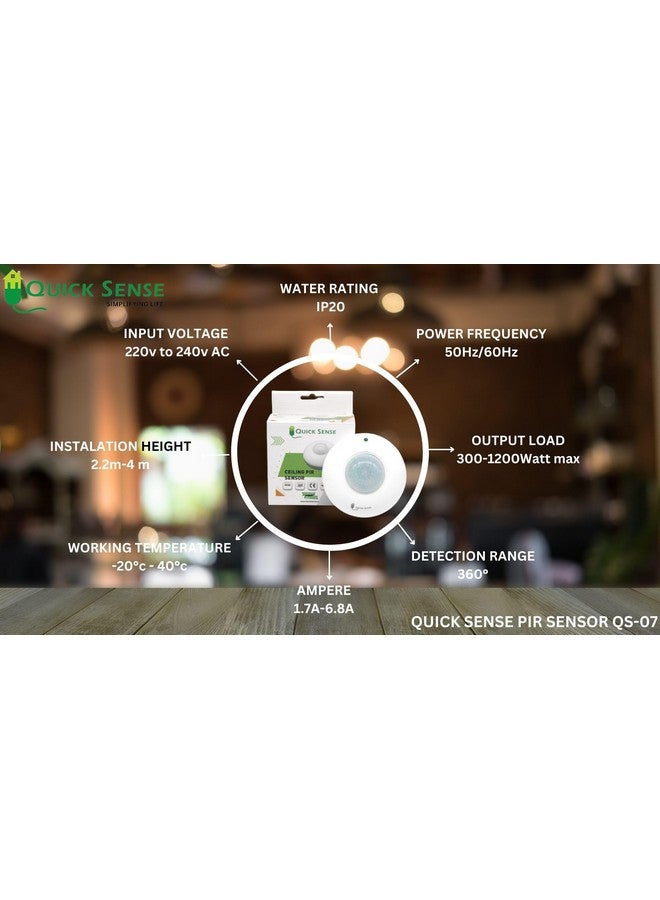 Quick Sense 360 Degree Plastic Ceiling PIR Motion Sensor Switch with LUX Sensor (White, 220V) - 6 Pieces Pack | Adjustable Time Delay | Smart Infrared Motion Detection for Automatic Lighting Control - Image 5