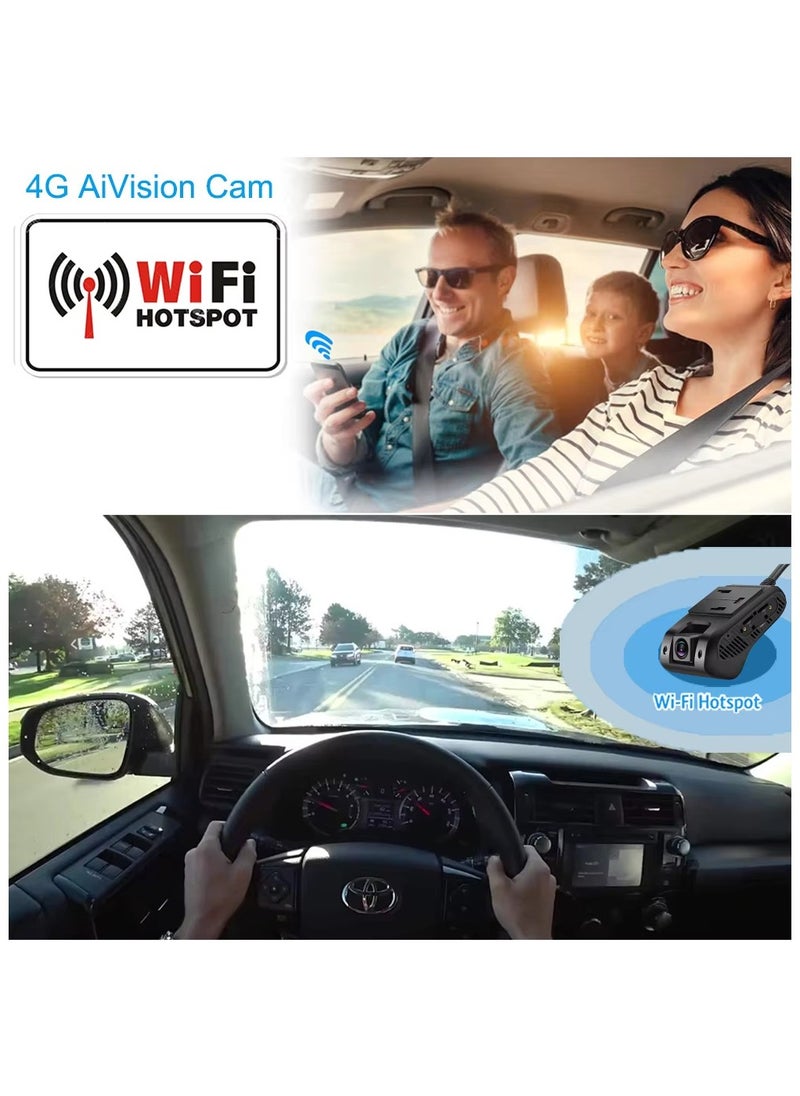 WINCA - JC400 Dashcam Front and Rear 4G WIFI Hotspot Inside Camera Live Stream Video PC Dual Car Record Car Camera Driving Recorder G-Sensor Loop Records - Image 1