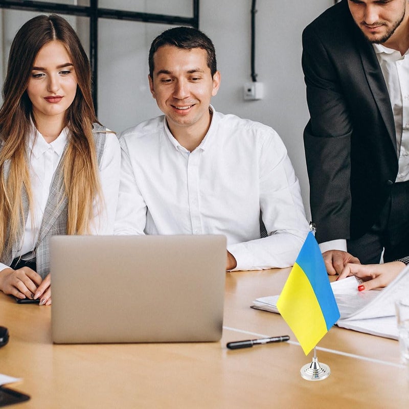 mflagperft Ukraine Flag Ukrainian Flags, Small Mini Ukrainian Desk Flag, Used for Table Office Classroom Home Patriotic Events Decorations - Image 4