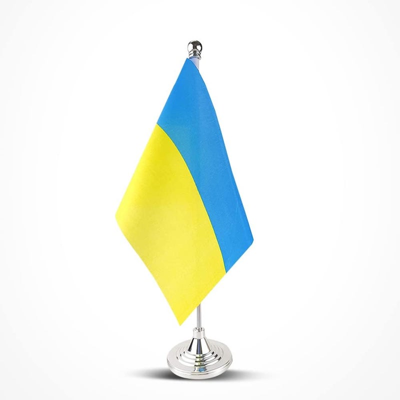 mflagperft Ukraine Flag Ukrainian Flags, Small Mini Ukrainian Desk Flag, Used for Table Office Classroom Home Patriotic Events Decorations - Image 1
