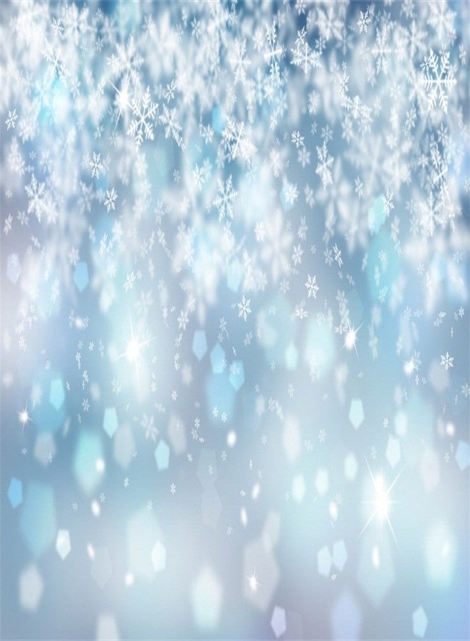 LFEEY 10x8ft Falling Snowflake Portrait Backdrops for Photography Winter Ice Snow Flakes Photo Shoot Newborn Kids Baby Adults Wedding Photo Background Vinyl Photo Booth Props - Image 1