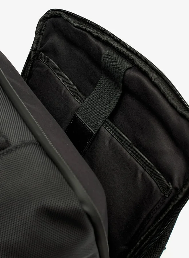 دوتشيني حقيبة ظهر رجالي سادة بأشرطة قابلة للتعديل وإغلاق بسحاب