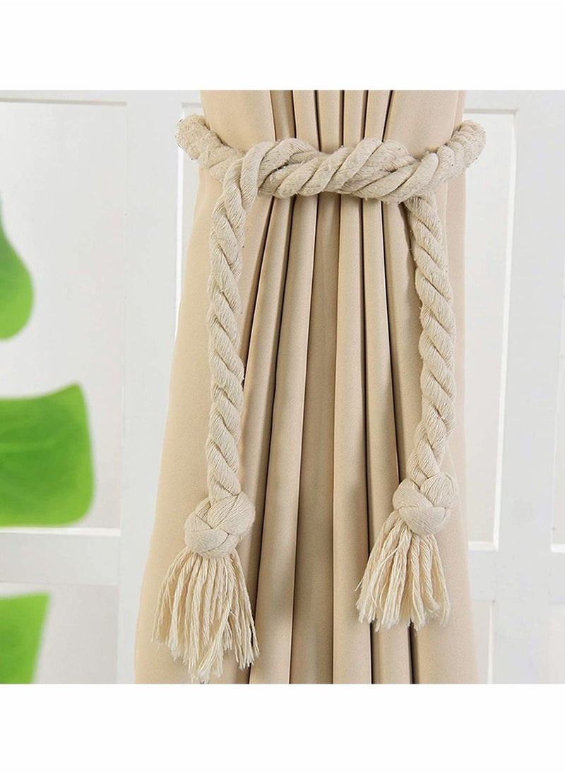 Excefore Cotton Curtain Rope Tiebacks, Handmade Window Curtain Decorative Holdbacks, Vintage Style Drapery Tieback, Linen Strap Home Office  Housewarming Gift, 1Pair  - Image 3