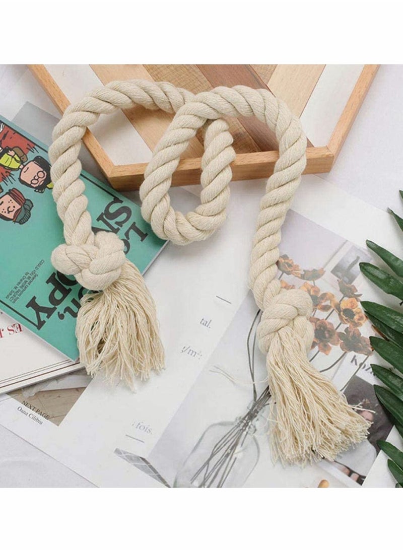 Excefore Cotton Curtain Rope Tiebacks, Handmade Window Curtain Decorative Holdbacks, Vintage Style Drapery Tieback, Linen Strap Home Office  Housewarming Gift, 1Pair  - Image 4
