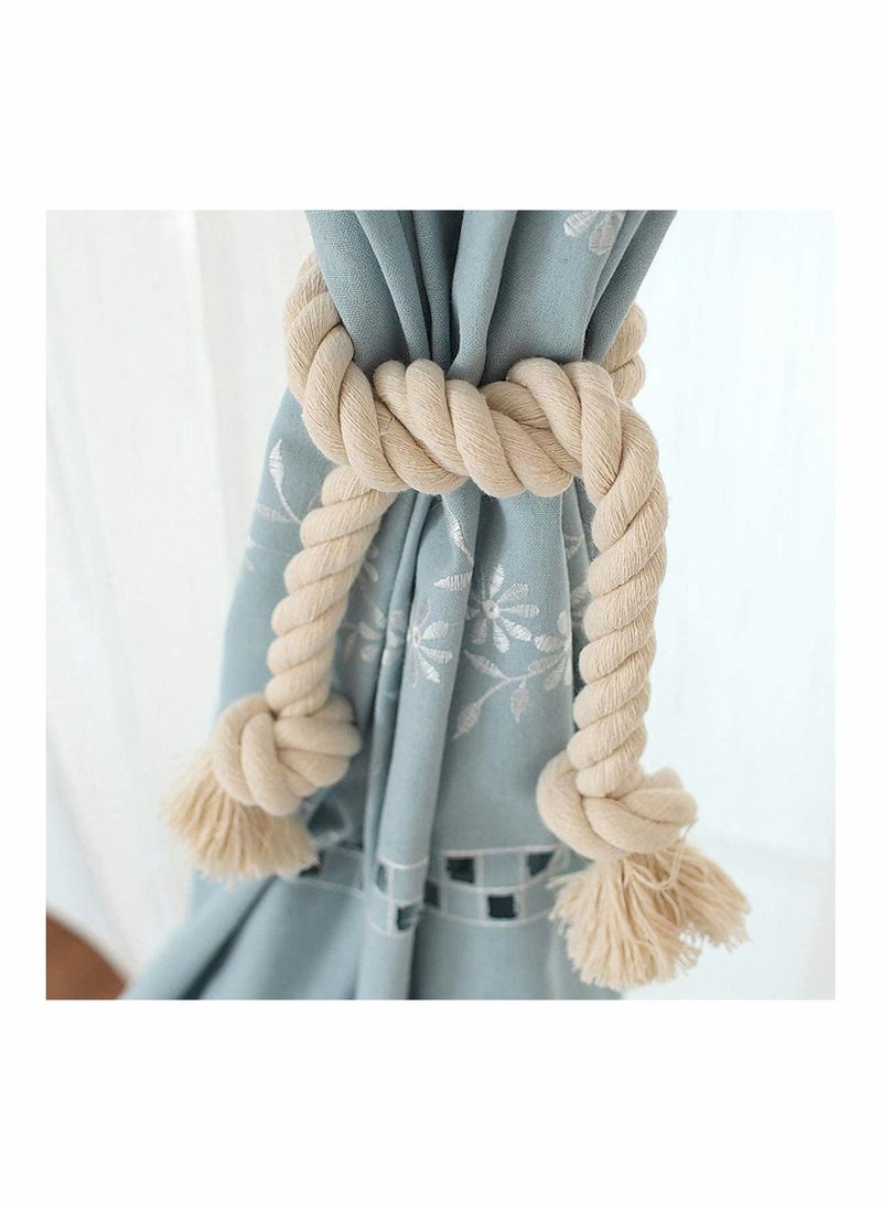Excefore Cotton Curtain Rope Tiebacks, Handmade Window Curtain Decorative Holdbacks, Vintage Style Drapery Tieback, Linen Strap Home Office  Housewarming Gift, 1Pair  - Image 1