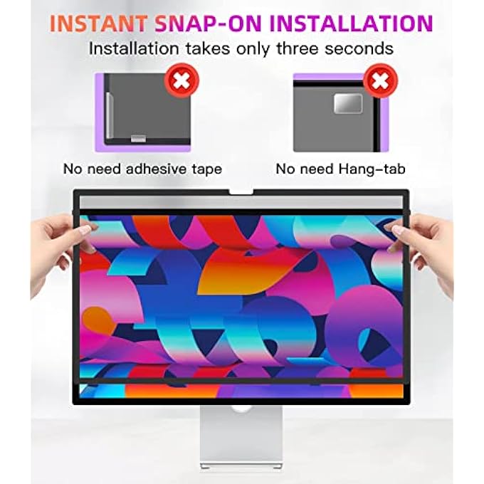 rayihni PRIVACY SCREEN FOR IMAC 24 INCH 2021/2023/2024 (M1/M3/M4 CHIP), REUSABLE & REMOVABLE, PRIVACY FILTER FOR IMAC ALL-IN-ONE DESKTOP COMPUTER AND ANTI-GLARE PROTECTOR - Image 2