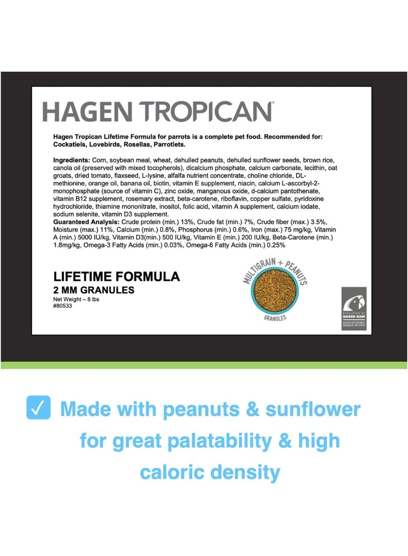 HAGEN Hagen Tropican Lifetime Formula Parrot Food, 8 lb. - HARI Parrot Food with Peanuts & Sunflower Seeds and Balance Nutrition Levels - Image 3