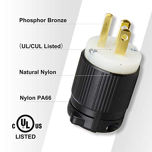 ORRGENA 2 Pack 125V 15Amp 3-Prong Electric Plugs, UL Listed NEMA 5-15P Plug, 2 Poles 3 Prong AC Replacement Plugs 3-Wire Connector - Image 3