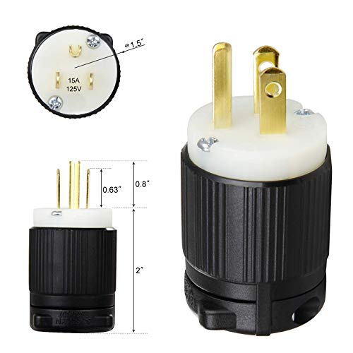 ORRGENA 2 Pack 125V 15Amp 3-Prong Electric Plugs, UL Listed NEMA 5-15P Plug, 2 Poles 3 Prong AC Replacement Plugs 3-Wire Connector - Image 5