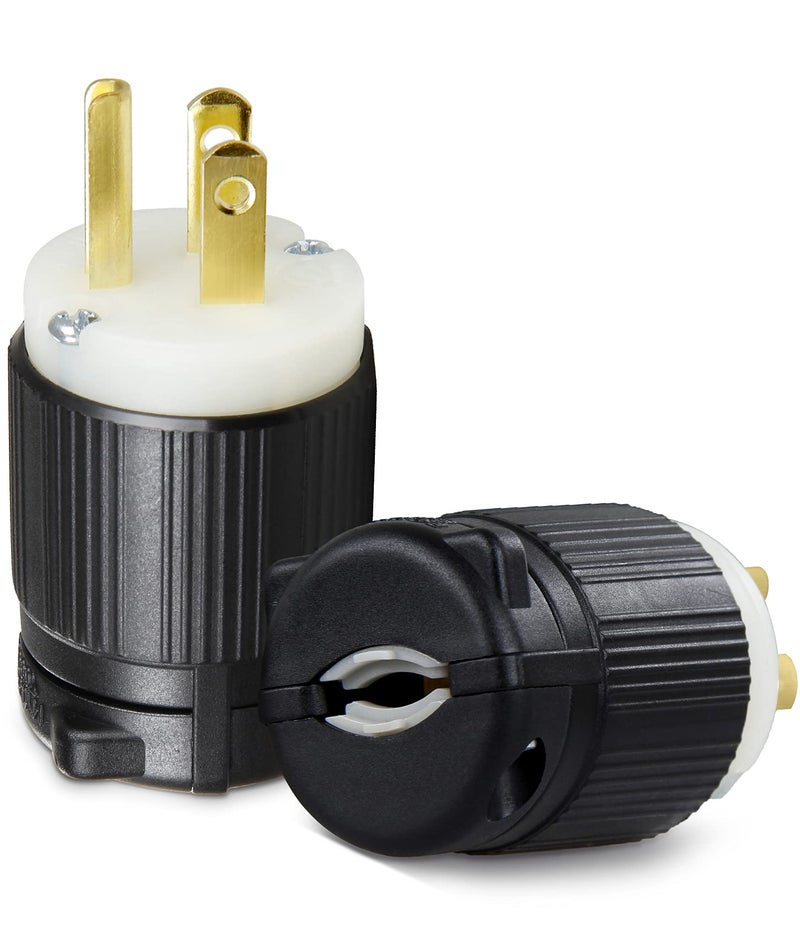 ORRGENA 2 Pack 125V 15Amp 3-Prong Electric Plugs, UL Listed NEMA 5-15P Plug, 2 Poles 3 Prong AC Replacement Plugs 3-Wire Connector - Image 1