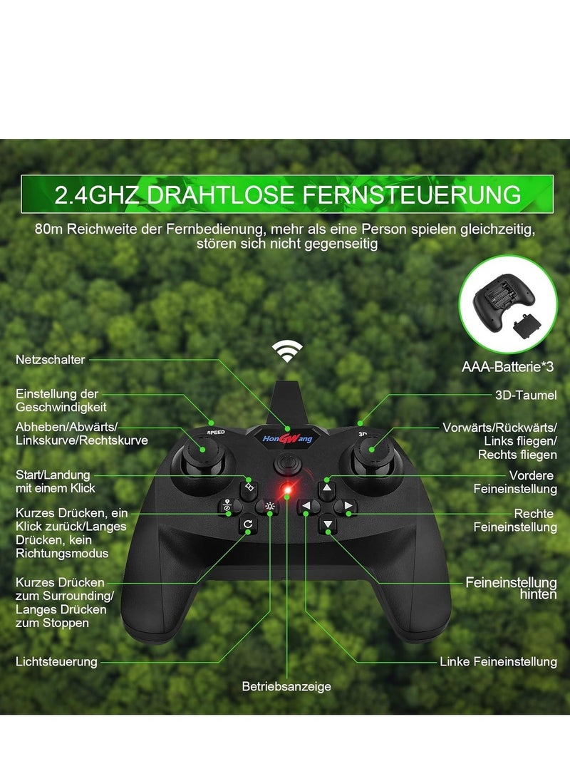 JAJEEK RC Aeroplane 2.4GHz Remote-Controlled Aeroplane L0713 Quadcopter | Floating Fighter Aircraft | RTF for Beginners, Children & Adults | USB Charging, Durable Design, Green - Image 4