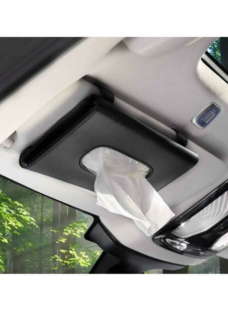 Reema Tissue Box Holder for Car  PU Car Napkin Case, Hanging Paper Towel Clip, PU Leather Paper Carton, Mask Holder for Car,Black - Image 1