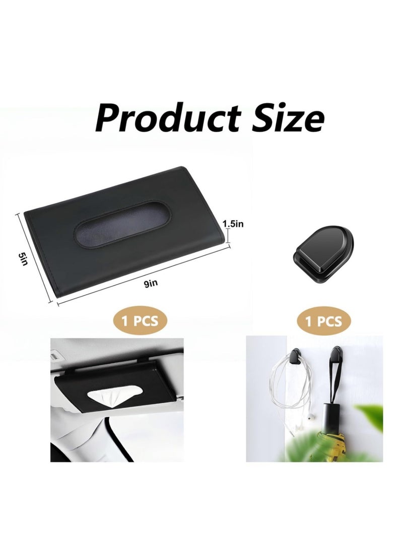Reema Tissue Box Holder for Car  PU Car Napkin Case, Hanging Paper Towel Clip, PU Leather Paper Carton, Mask Holder for Car,Black - Image 2
