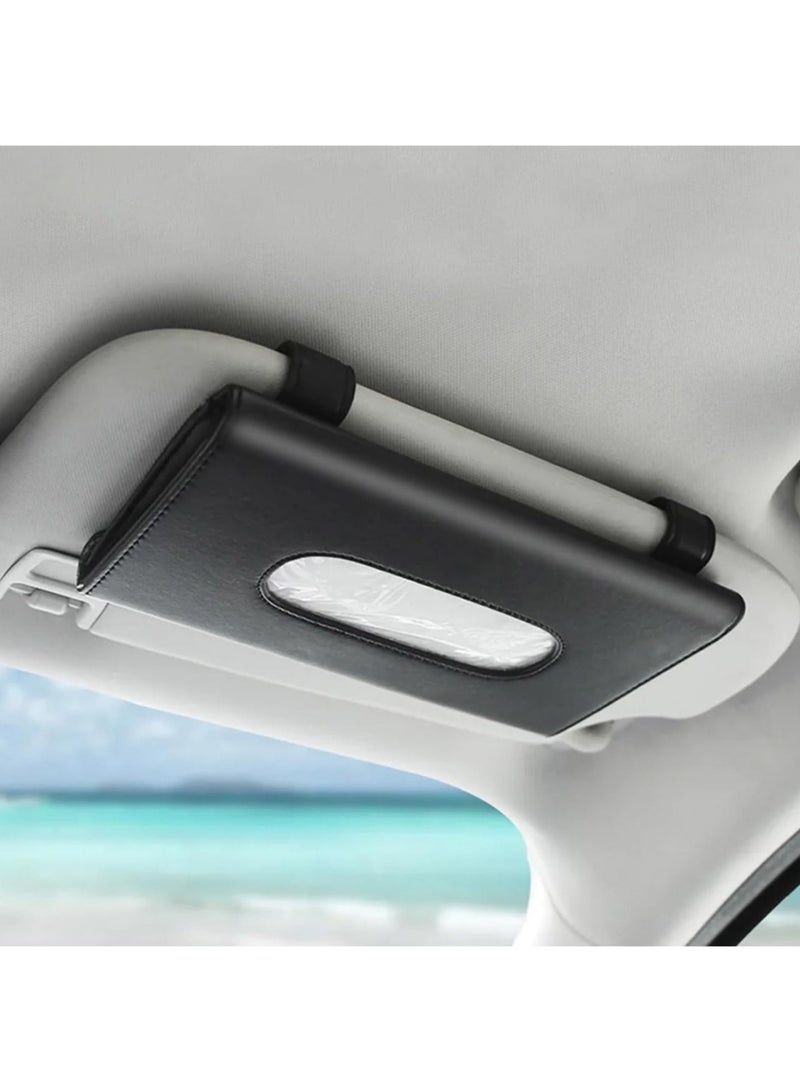 Reema Tissue Box Holder for Car  PU Car Napkin Case, Hanging Paper Towel Clip, PU Leather Paper Carton, Mask Holder for Car,Black - Image 5
