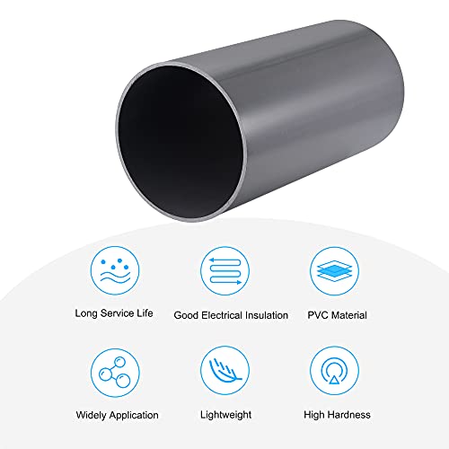MECCANIXITY أنبوب PVC صلب دائري للأنابيب والتجهيزات 6" ID 13" الطول رمادي عالي التأثير لأنابيب المياه والحرف اليدوية - Image 3