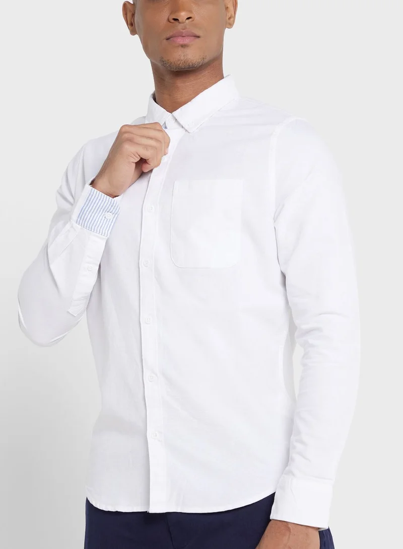 Thomas Scott Thomas Scott Men White Slim Fit Cotton Casual Sustainable Shirt