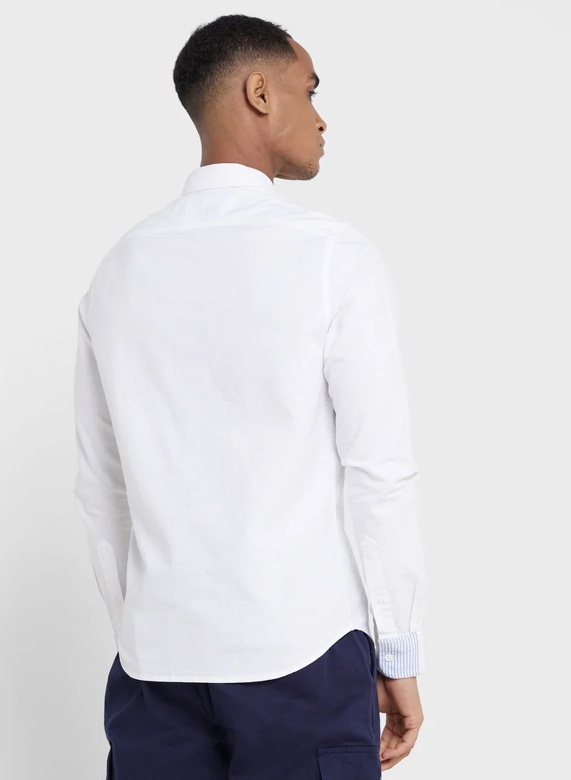 Thomas Scott Thomas Scott Men White Slim Fit Cotton Casual Sustainable Shirt