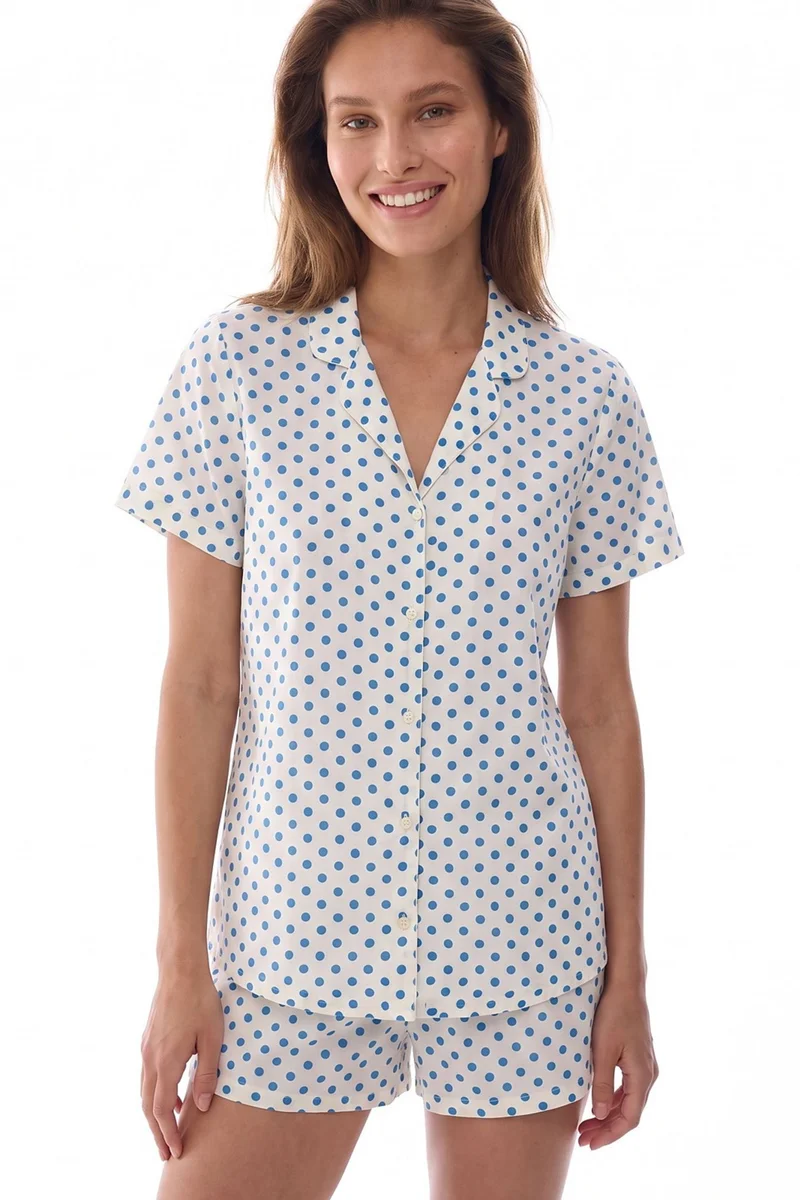 بنتي PENTI Polka Dot Short Sleeve Shirt Shorts Pajama Set