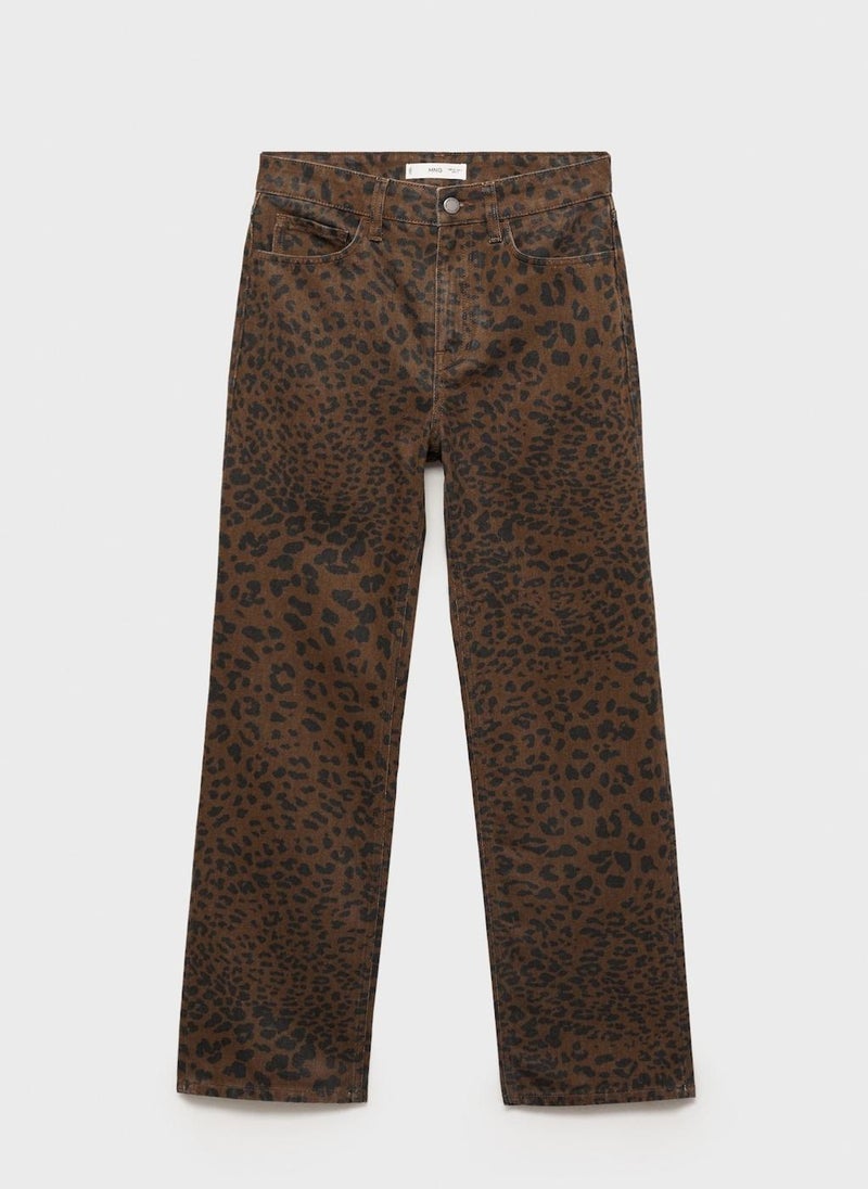 MANGO Leopard-Print Straight Jeans  - Image 4