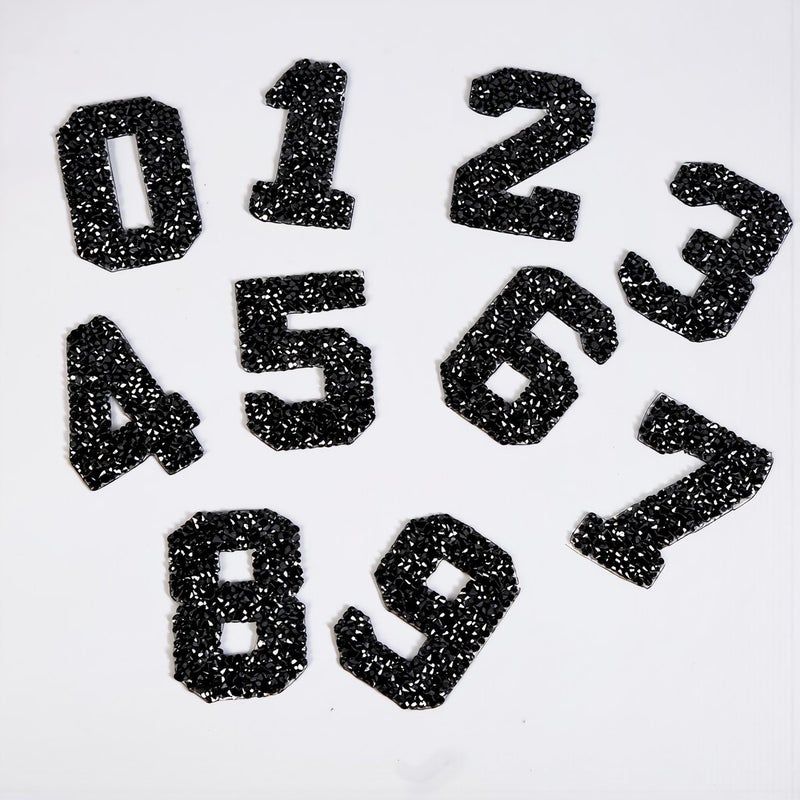 Scratch Resistant Number Iron On Patches Rhinestone 0-9 - Image 1