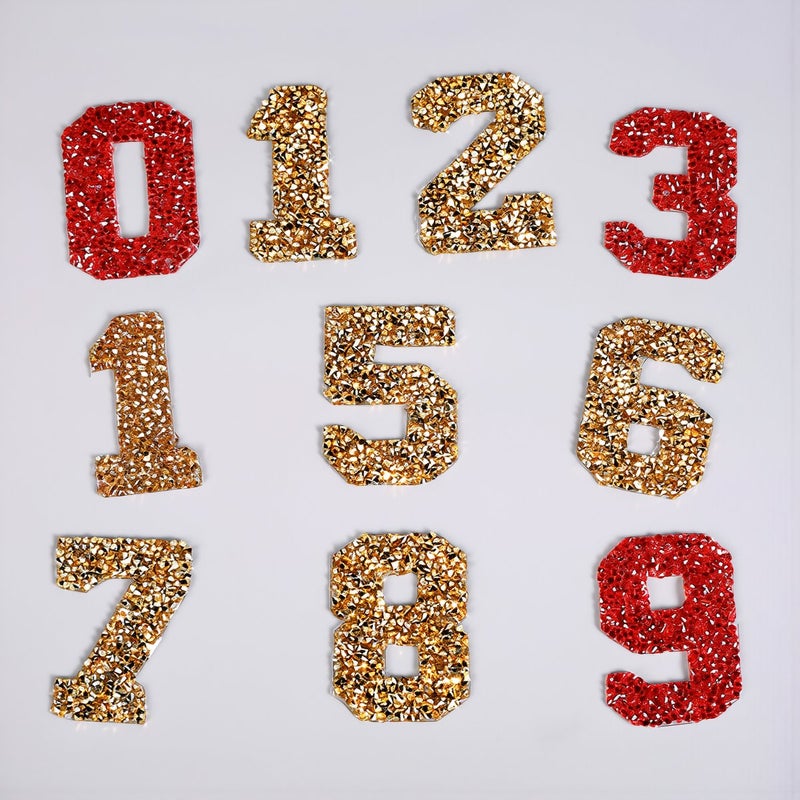 Scratch Resistant Number Iron On Patches Rhinestone 0-9 - Image 2