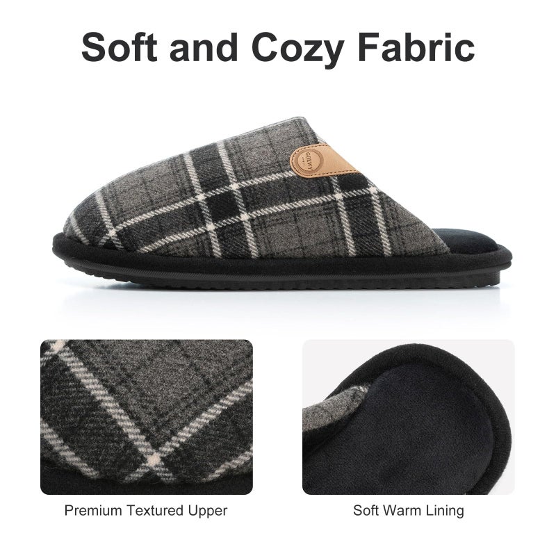 GOEWY Men's Slippers Cozy House Slippers, Warm Soft Indoor Outdoor Cotton Slipper for Men with Memory Foam Gifts for Men Him Dad Black Grey 9 10 - Image 4