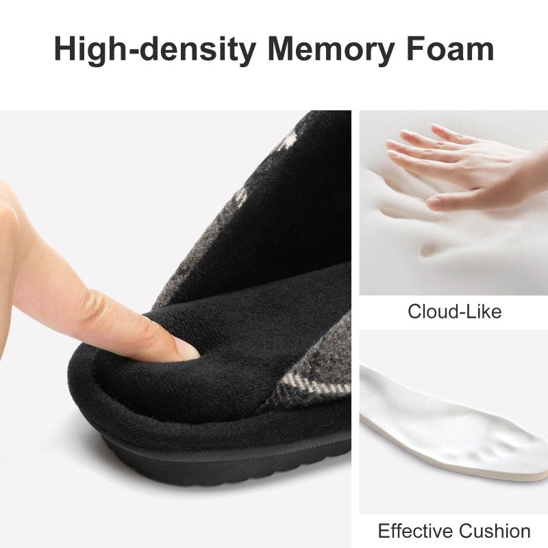 GOEWY Men's Slippers Cozy House Slippers, Warm Soft Indoor Outdoor Cotton Slipper for Men with Memory Foam Gifts for Men Him Dad Black Grey 9 10 - Image 5
