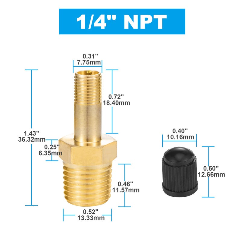 Breezliy 1/4" Inflation Schrader Valve with Push to Connect for 1/4" OD Air Line Tubing and Air Spring Suspension for Semi Truck Trailer Tractor - Image 3