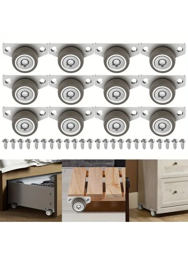 12pcs 1.25 Inch Side Mount Non Swivel Caster Wheels Silent Rolling For Furniture Cabinets - Image 1